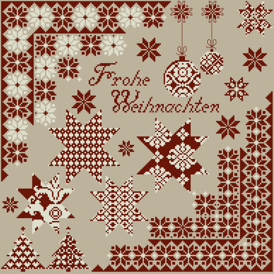 Stickmuster FroheWeihnachten Sterne Christbaumkugeln Motiv4 merry christmas 4 | embroidery template | cross stitch kit