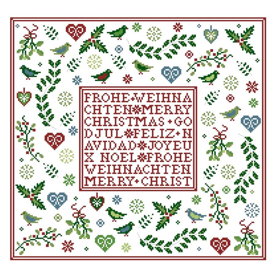 Weihnachtsspezial 2018 ohen Rahmen Q under the mistletoe | embroidery template | cross stitch kit